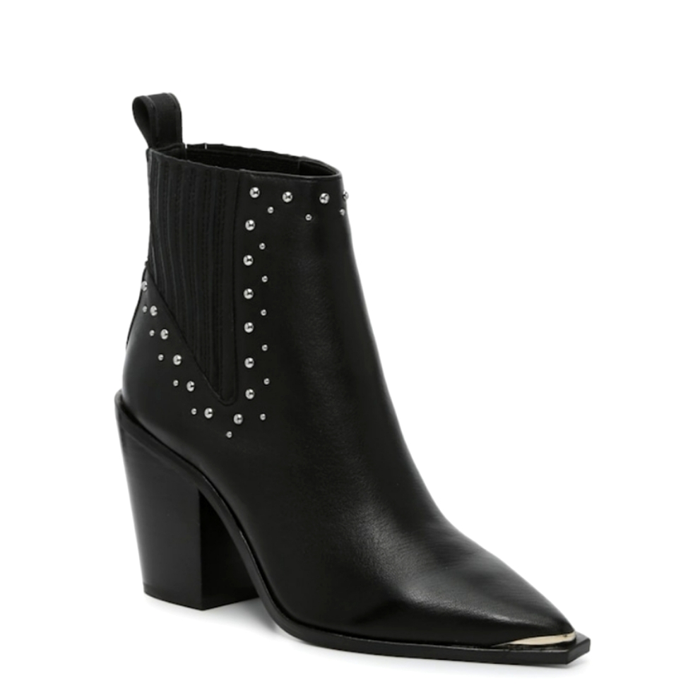 Kenneth Cole New York West Side Bootie Silver Studs Rb Black Leather Boots